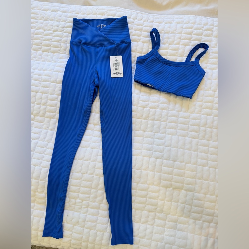 Year of Ours Vibrant Blue Ribbed Activewear Set